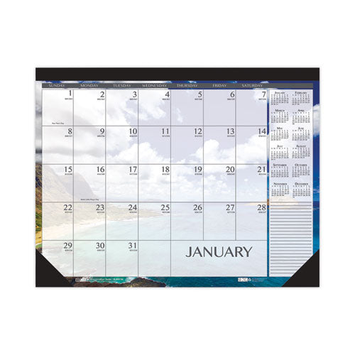 Recycled Earthscapes Desk Pad Calendar, Seascapes Photography, 22 x 17, Black Binding/Corners,12-Month (Jan to Dec): 2023-(HOD138)