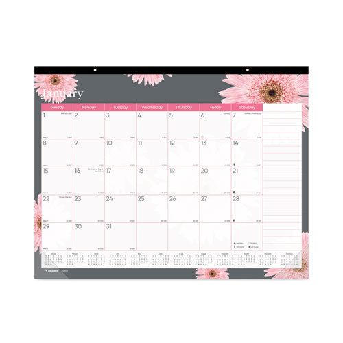 Monthly Desk Pad Calendar, 22 x 17, Pink/White Sheets, Clear Binding, Clear Corners, 12-Month (Jan to Dec): 2023-(REDC193105)
