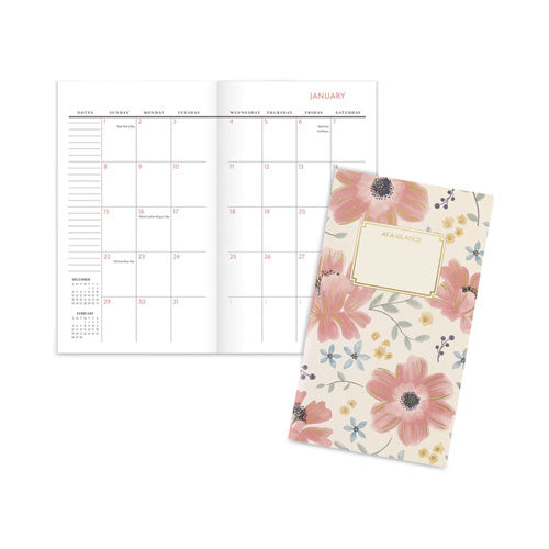 Badge Floral Two-Year Monthly Planner, Badge Floral Artwork, 6 x 3.5, Blue/Green Cover, 24-Month (Jan to Dec): 2023 to 2024-(AAG1641F021)