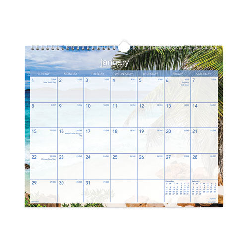 Tropical Escape Wall Calendar, Tropical Escape Photography, 15 x 12, Pale Blue/Multicolor Sheets, 12-Month (Jan to Dec): 2023-(AAGDMWTE828)