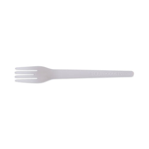 Plantware Compostable Cutlery, Fork, 6", Pearl White, 50/Pack, 20 Pack/Carton-(ECOEPS012)