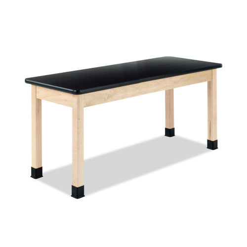 Classroom Science Table, 60w x 24d x 36h, Black High Pressure Laminate (HPL) Top, Oak Base-(DVWP760LBBK36N)