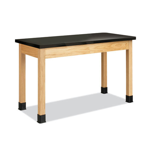 Classroom Science Table, 48w x 24d x 30h, Black Epoxy Resin Top, Oak Base-(DVWP7106K30N)