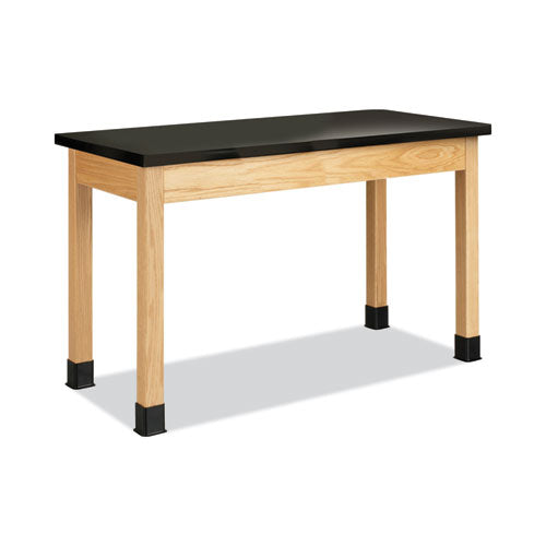Classroom Science Table, 60w x 24d x 30h, Black Phenolic Resin Top, Oak Base-(DVWP7604K30N)