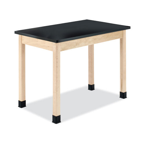 Classroom Science Table, 60w x 24d x 36h. Black High Pressure Laminate (HPL) Top, Maple Base-(DVWP760LBBM36N)