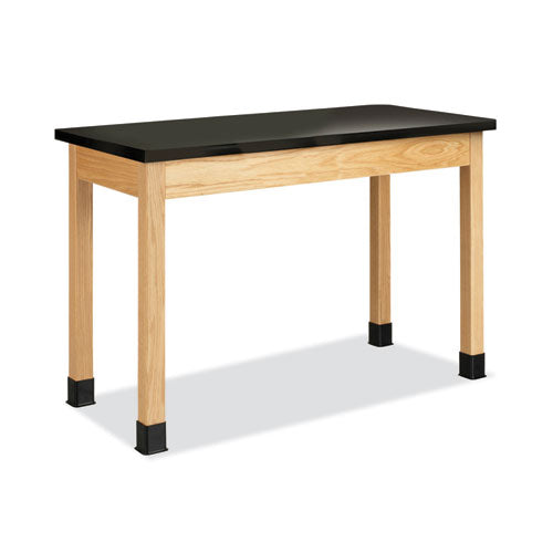 Classroom Science Table, 54w x 24d x 30h, Black Epoxy Resin Top, Maple Base-(DVWP7206M30N)