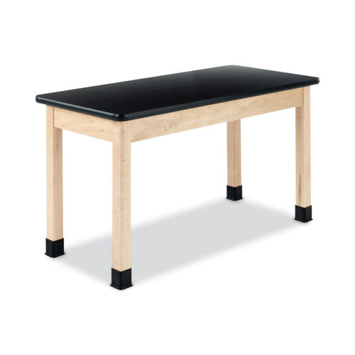 Classroom Science Table, 54w x 24d x 36h, Black High Pressure Laminate (HPL) Top, Maple Base-(DVWP720LBBM36N)