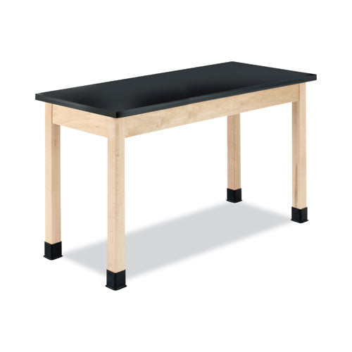 Classroom Science Table, 54w x 24d x 36h, Black Epoxy Resin Top, Maple Base-(DVWP7206M36N)