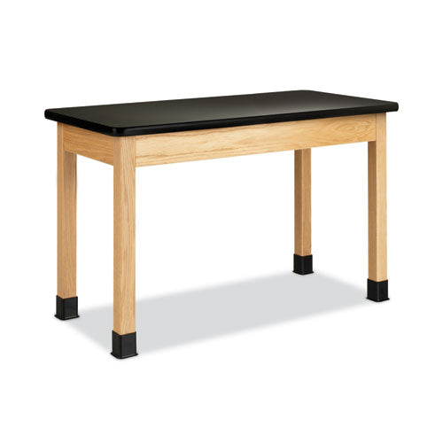 Classroom Science Table, 48w x 24d x 30h, Black High Pressure Laminate (HPL) Top, Maple Base-(DVWP710LBBM30N)