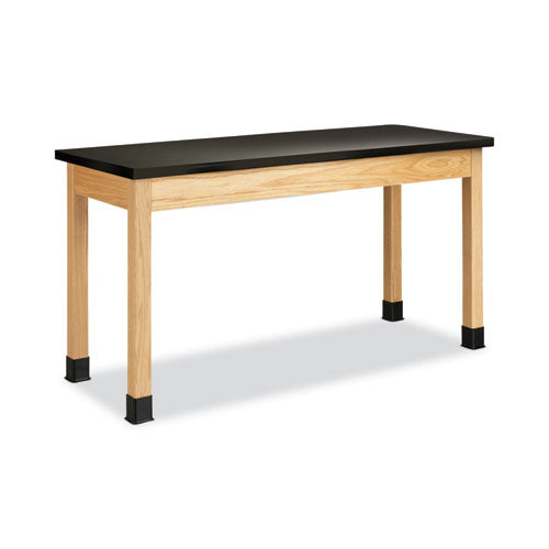 Classroom Science Table, 60w x 24d x 30h, Black High Pressure Laminate (HPL) Top, Maple Base-(DVWP760LBBM30N)