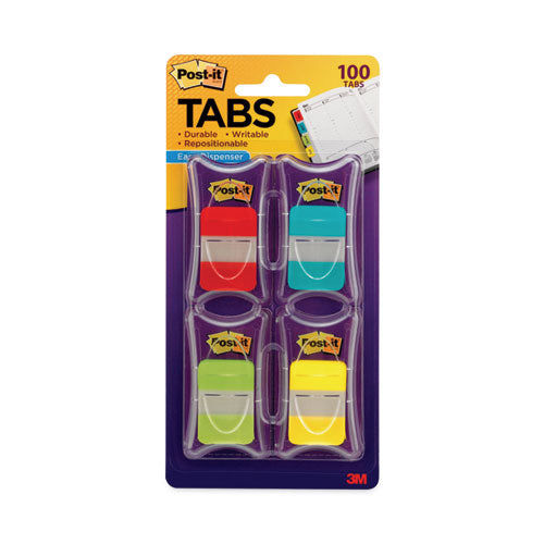 1" Plain Solid Color Tabs, 1/5-Cut, Assorted Colors, 1" Wide, 100/Pack-(MMM686RALY)