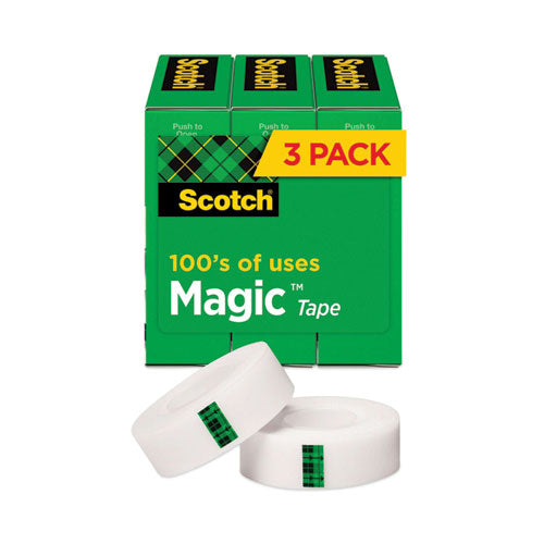 Magic Tape Refill, 1" Core, 0.75" x 83.33 ft, Clear, 3/Pack-(MMM810K3)