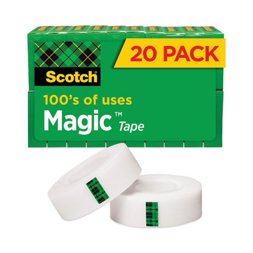 Magic Tape Value Pack, 1" Core, 0.75" x 83.33 ft, Clear, 20/Pack-(MMM810K20)