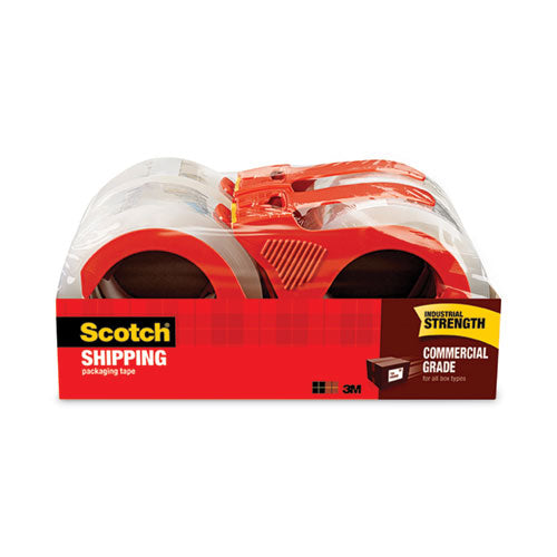 3750 Commercial Grade Packaging Tape with Dispenser, 3" Core, 1.88" x 54.6 yds, Clear, 4/Pack-(MMM37504RD)