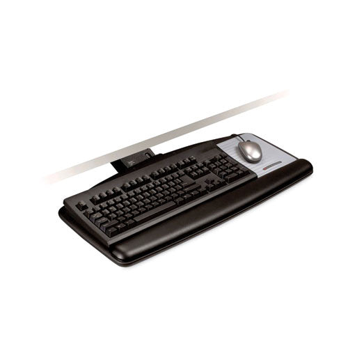 Sit/Stand Easy Adjust Keyboard Tray, Standard Platform, 25.5w x 12d, Black-(MMMAKT170LE)
