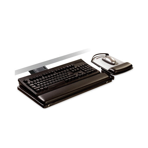 Sit/Stand Easy Adjust Keyboard Tray, Highly Adjustable Platform,, Black-(MMMAKT180LE)