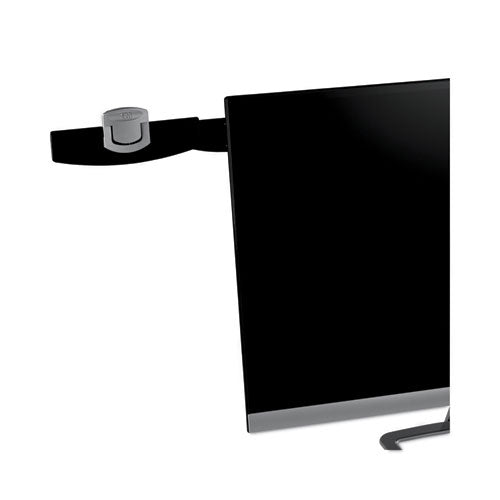 Swing Arm Copyholder, Adhesive Monitor Mount, 30 Sheet Capacity, Plastic, Black/Silver Clip-(MMMDH240MB)