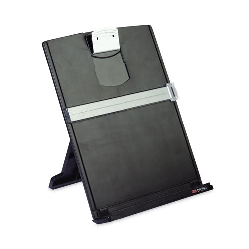 Fold-Flat Freestanding Desktop Copyholder, 150 Sheet Capacity, Plastic, Black/Silver Clip-(MMMDH340MB)