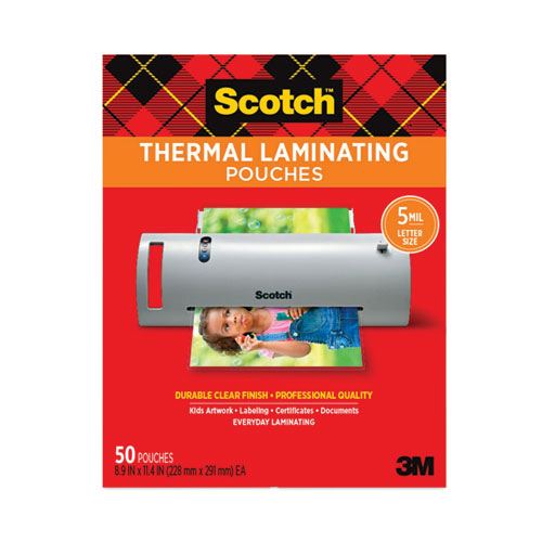 Laminating Pouches, 5 mil, 9" x 11.5", Gloss Clear, 50/Pack-(MMMTP585450)