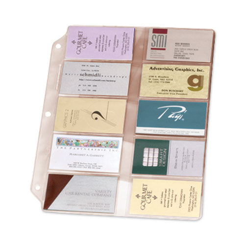 Business Card Refill Pages, For 2 x 3.5 Cards, Clear, 20 Cards/Sheet, 10 Sheets/Pack-(CRD7856000)