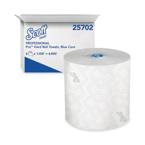 Pro Hard Roll Paper Towels with Elevated Scott Design for Scott Pro Dispenser, Blue Core Only, 1-Ply, 1,150 ft, 6 Rolls/CT-(KCC25702)