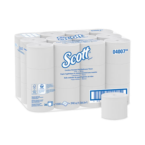Essential Coreless SRB Bathroom Tissue, Septic Safe, 2-Ply, White, 1,000 Sheets/Roll, 36 Rolls/Carton-(KCC04007)