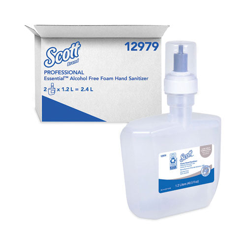 Essential Alcohol-Free Foam Hand Sanitizer, 1,200 mL, Unscented, 2/Carton-(KCC12979)
