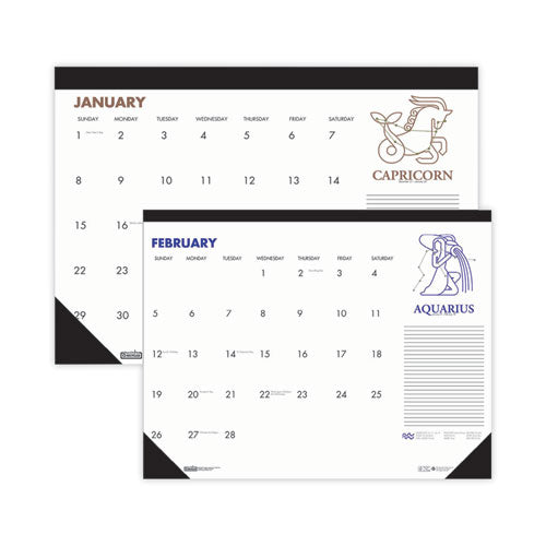 Recycled Zodiac Desk Pad Calendar, Zodiac Artwork, 17 x 22, White Sheets, Black Binding/Corners, 12-Month (Jan-Dec) 2023-(HOD1676)