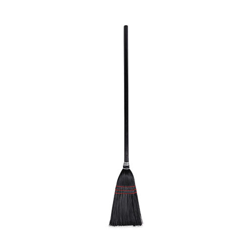 Flag Tipped Poly Lobby Brooms, Flag Tipped Poly Bristles, 38" Overall Length, Natural/Black, 12/Carton-(BWK951BP)