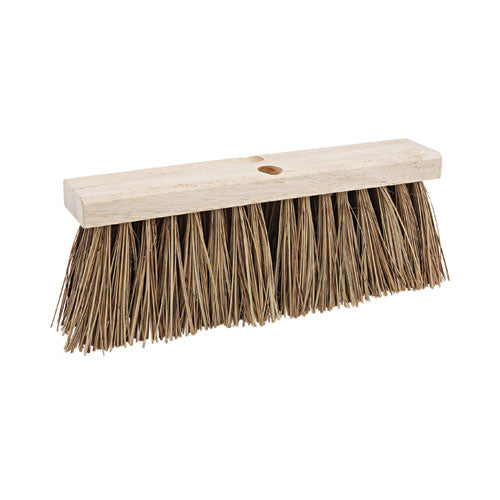 Street Broom Head, 6.25" Brown Palmyra Fiber Bristles, 16" Brush-(BWK71160)