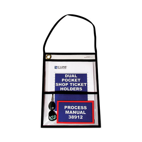 2-Pocket Shop Ticket Holder w/Setrap, Black Stitching, 150-Sheet, 9 x 12, 15/Box-(CLI38912)