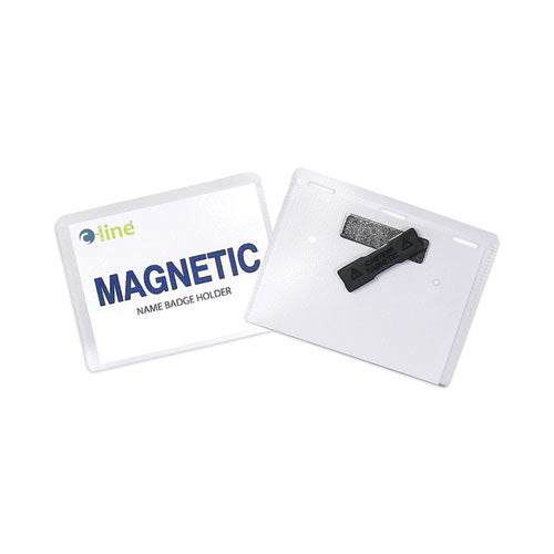 Magnetic Name Badge Holder Kit, Horizontal, 4w x 3h, Clear, 20/Box-(CLI92943)