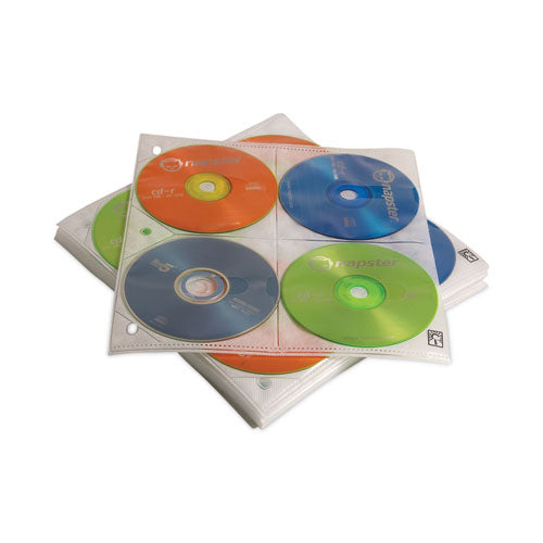 Two-Sided CD Storage Sleeves for Ring Binder, 8 Disc Capacity, Clear, 25 Sleeves-(CLG3200366)