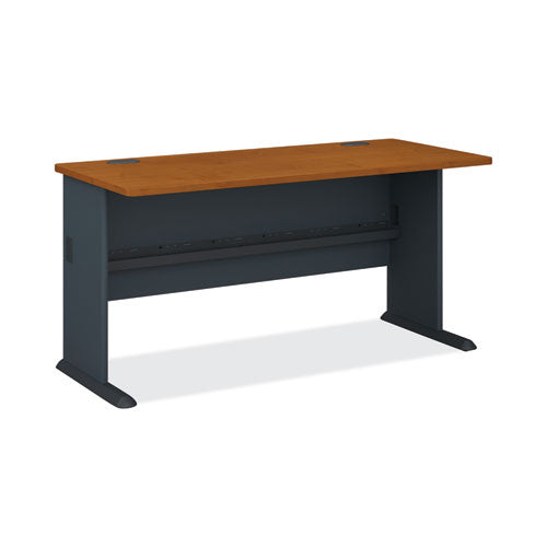 Series A Collection Workstation Desk, 59.63" x 26.88" x 29.88", Natural Cherry/Slate Gray-(BSHWC57460)