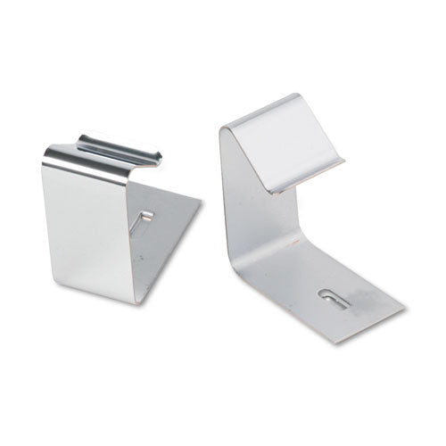 Flexible Metal Cubicle Hangers, For 1.5" to 2.5" Thick Partition Walls, Silver, 2/Set-(QRT7501)