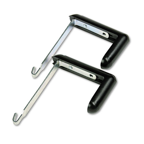 Adjustable Cubicle Hangers, For 1.5" to 3" Thick Partition Walls, Aluminum/Black, 2/Set-(QRT7502)