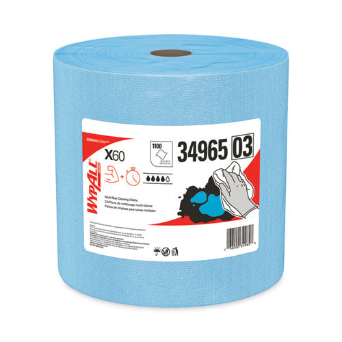 General Clean X60 Cloths, Jumbo Roll, 12.5 x 13.4, Blue, 1,100/Roll-(KCC34965)