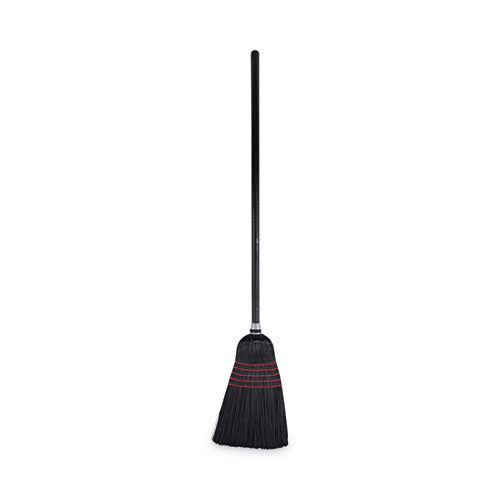 Flagged Tip Poly Bristle Janitor Brooms, 10 x 58.5, Wood Handle, Natural/Black, 12/Carton-(BWK930BP)