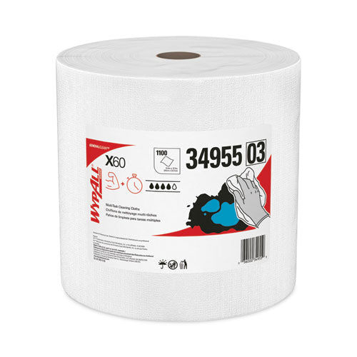 General Clean X60 Cloths, Jumbo Roll, 12.2 x 12.4, White, 1,100/Roll-(KCC34955)