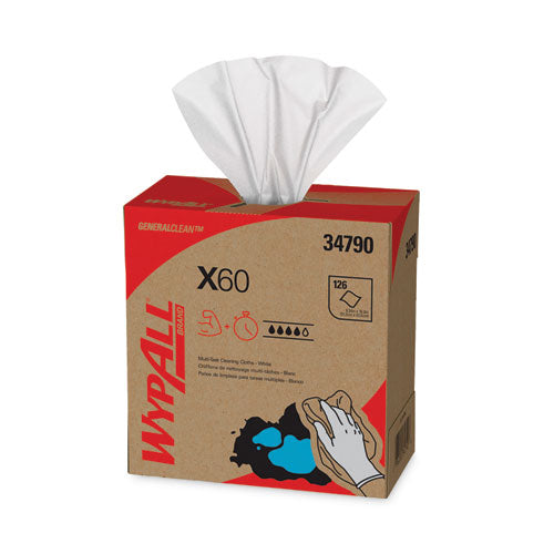 General Clean X60 Cloths, POP-UP Box, 8.34 x 16.8, White, 126/Box-(KCC34790BX)