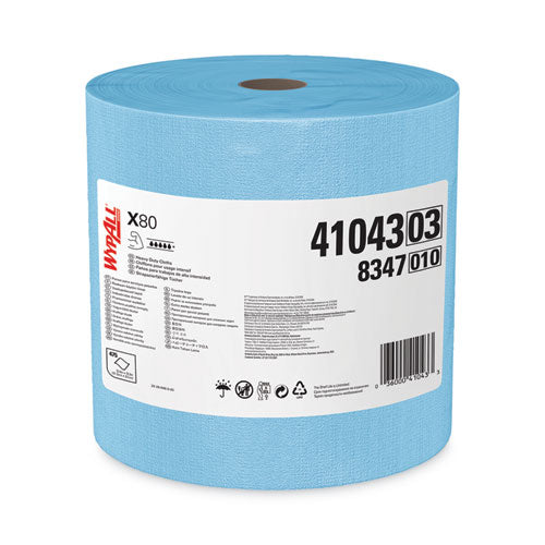 Power Clean X80 Heavy Duty Cloths, Jumbo Roll, 12.4 x 12.2, Blue, 475/Roll-(KCC41043)