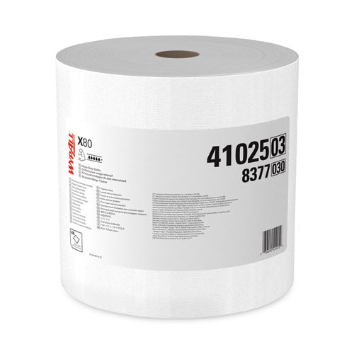 Power Clean X80 Heavy Duty Cloths, Jumbo Roll, 12.4 x 12.2, White, 475/Roll-(KCC41025)