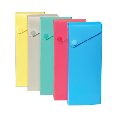 Slider Pencil Case, 11.43 x 9.5 x 0.6, Sandy Gray, Seafoam Green, Seaside Blue, Sunset Red, Sunny Yellow, 24/Carton-(CLI05600DS)