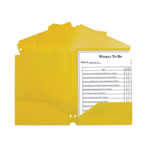 Two-Pocket Heavyweight Poly Portfolio Folder, 3-Hole Punch, 11 x 8.5, Yellow, 25/Box-(CLI33936BX)