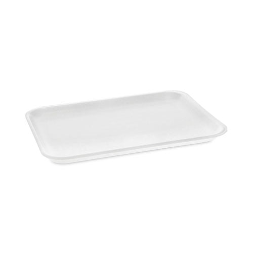 Meat Tray, #4 Shallow, 9.13 x 7.13 x 0.65, White, Foam, 500/Carton-(PCT0TF104S00000)