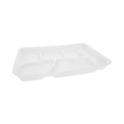 Foam School Trays, 6-Compartment, 8.5 x 11.5 x 1.25, White, 500/Carton-(PCT0TH10601SGBX)