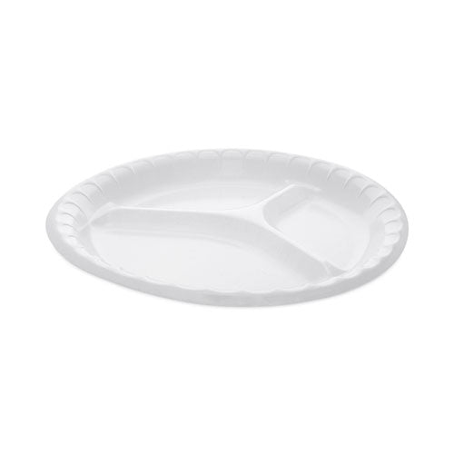 Placesetter Deluxe Laminated Foam Dinnerware, 3-Compartment Plate, 10.25" dia, White, 540/Carton-(PCT0TK10044000Y)