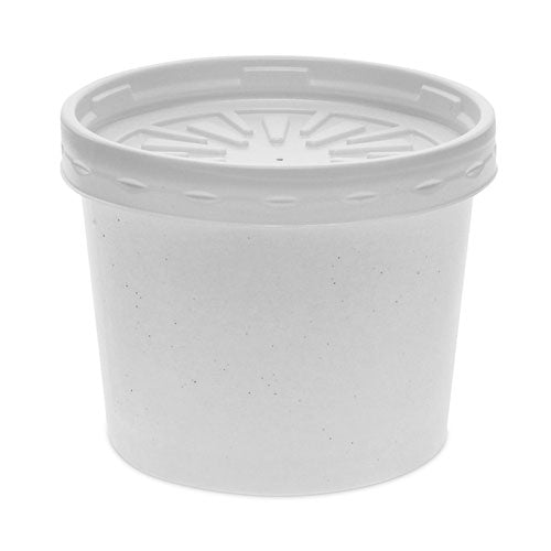 Paper Round Food Container and Lid Combo, 12 oz, 3.75" Diameter x 3h", White, 250/Carton-(PCTD12RBLD)