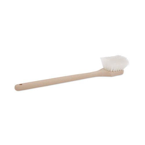 Utility Brush, Cream Nylon Bristles, 5.5" Brush, 14.5" Tan Plastic Handle-(BWK4420)