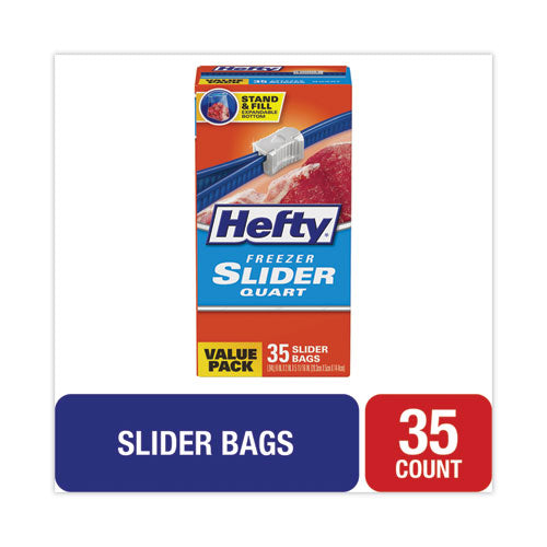 Slider Bags, 1 qt, 2.5 mil, 7" x 8", Clear, 35/Box-(RFPR82235)